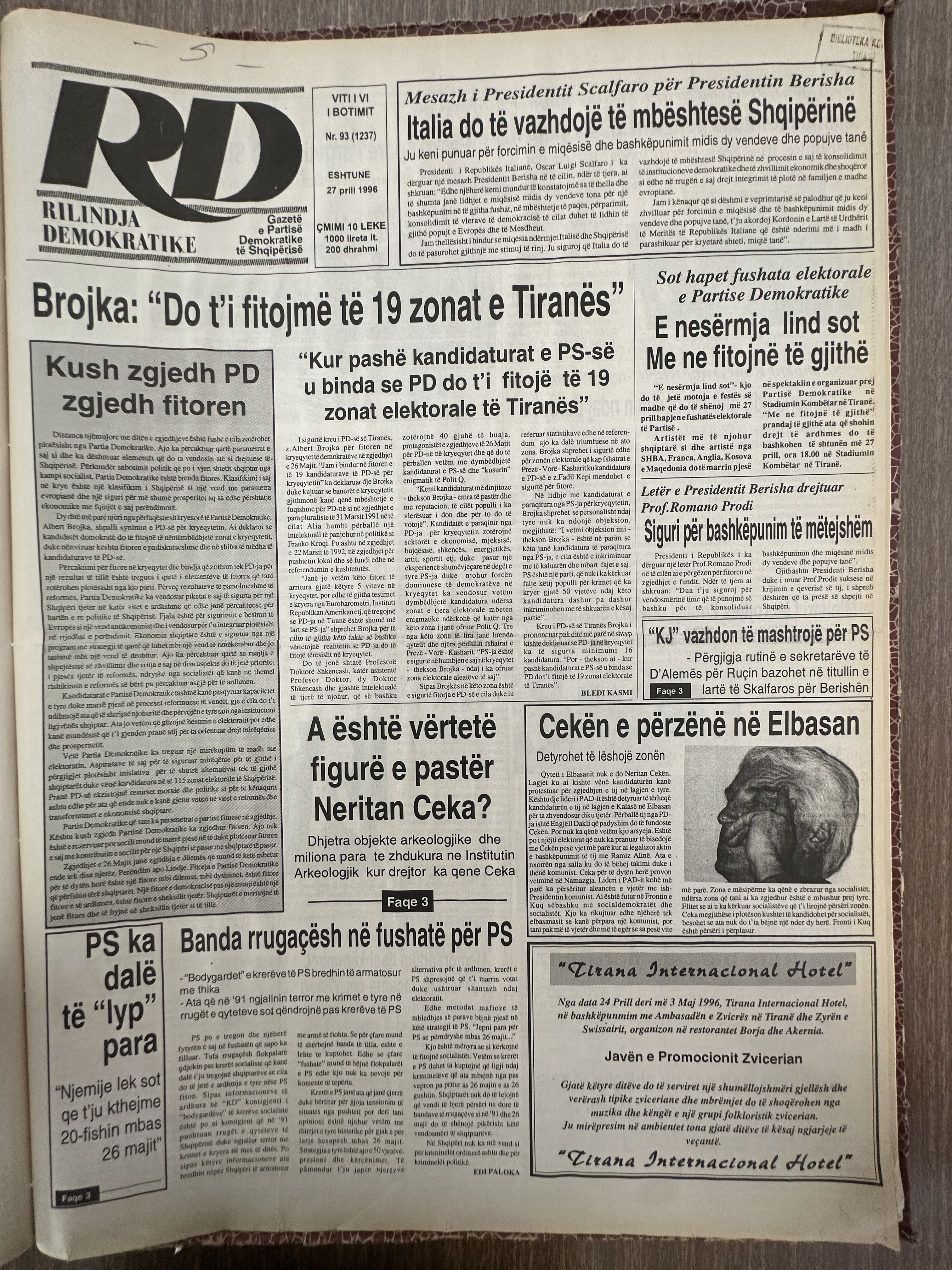 Rilindja Demokratike 1996-04-27